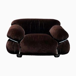 Space Age Alpaca Velvet Lounge Chair by Gianfranco Frattini for Cassina, 1972