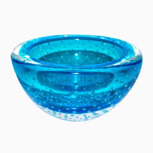 Murano Glass Bowl with Submerged Bubbles by Valter Rossi for VRM