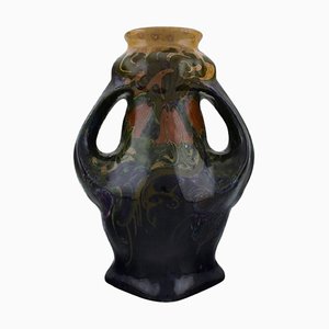 Große Jugendstil Vase aus glasierter Keramik von Rozenburg, Den Haag