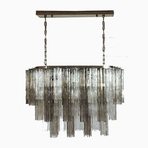 Murano Tube Chandelier with 62 Transparent and Smoked Glass, 1982
