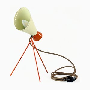 Mid-Century Metal Table Lamp in Cream & Orange by Josef Hurka for Napako, 1960s