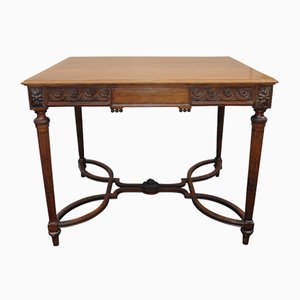 Table Style Louis XVI en Noyer Sculpté à Frise de Vitruve dans le Style d'Adam Weisweiler, 19ème Siècle