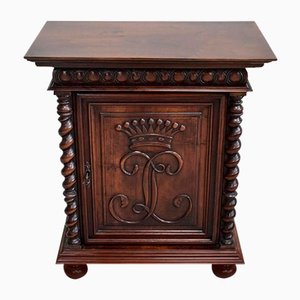 Small Antique Gothic Walnut Cabinet, 1900s