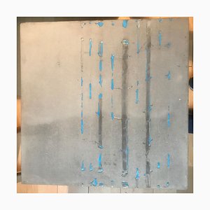 Concrete sculpture painting with blue resin inclusion by Francesco Passaniti 2008