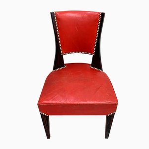 Set de Chaises de Salle à Manger en Ébène de Macassar et Cuir Rouge, 1930s
