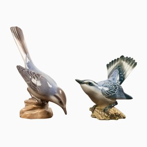 Uccelli in porcellana di Dahl Jensen, Danimarca, anni '30, set di 2