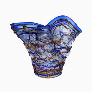 Vase Colored Threads in Murano Glass by Valter Rossi for VRM