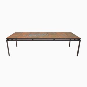 Large Etched Artist Copper and Metal Coffee Table, 1950s