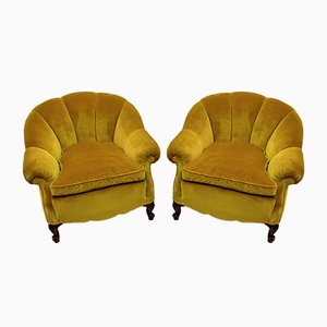 Set von Mid-Century Modern Italienischen Samtsesseln, 1950er