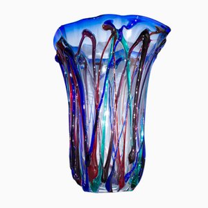 Vase Colored Threads in Murano Glas von Valter Rossi für VRM