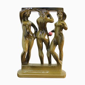 Sculpture de Femmes Trois Grâces Mid-Century en Céramique par Zdenek Farnik pour Keramia, 1960s