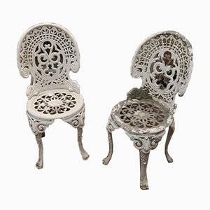 Cast Aluminium Garden Chairs with Original Paint, Set of 2