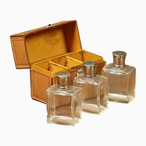 Leather Bottle Set, 1920s, Set of 3