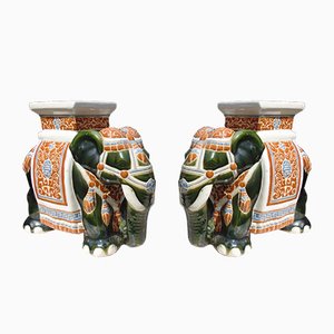 Aiuole a forma di elefante vintage in ceramica, set di 2