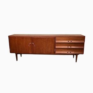 Credenza in teak con maniglie in ottone, Germania, anni '50