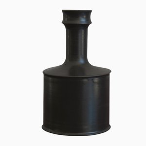 Black Ceramic Bottle Vase by Franco Bucci, Pesaro, 1970s