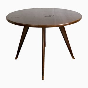 Table d'Appoint Ronde Vintage en Acajou Style Osvaldo Borsani, Italie, 1950s