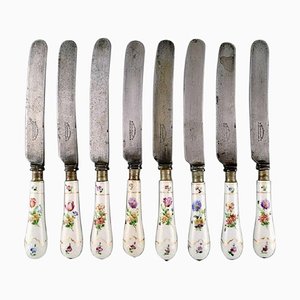 Cuchillos para cena grandes antiguos de flor de Bing y Grøndahl. Juego de 8