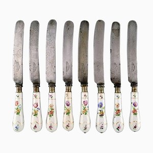 Large Antique Bing & Grøndahl Saxon Flower Dinner Knives, Set of 8