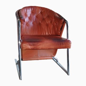 Fauteuil Mid-Century Moderne en Cuir Touché, 1970s