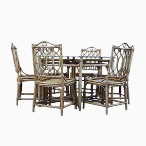 Italian Octagonal Dining Table & Chairs Set, 1950s, Set of 7