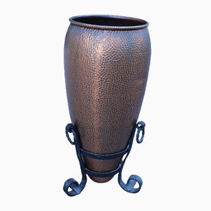 Copper and Forged Iron Umbrella Stand, 1950s