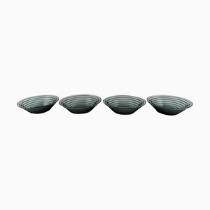 Finnish Bowls in Blue-Green Art Glass by Aino Aalto for Iittala, Set of 4