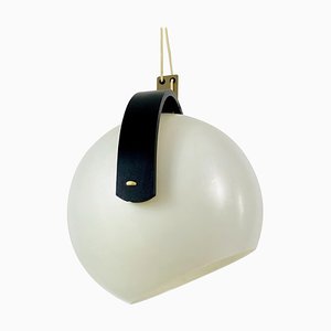 Black Wood and White Plastic Pendant Lamp from Temde, 1970s