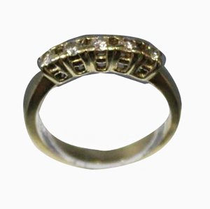 Alliance Gold Ring in 14kt with 5 Brilliant-Cut Diamonds Engraved F.M.