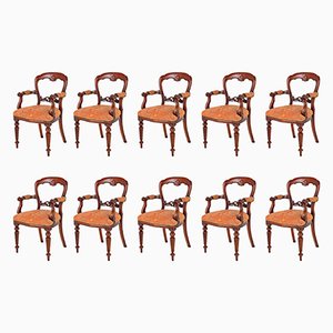 Victorian Balloon Back Dining Chairs, 1920s, Set of 10