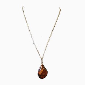 Neck Pendant Chain in 925 Silver and Amber from HS