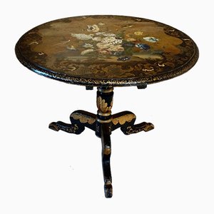 Schwarz Lackierter Antiker Regency Tisch mit kippbarer Tischplatte
