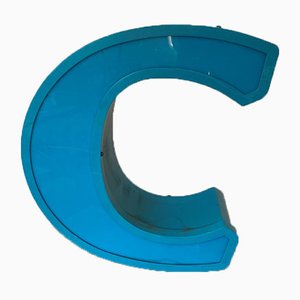 Vintage Aluminium and Acrylic Glass Letter C, 1970s