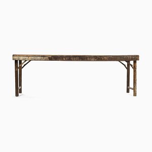 Folding Wooden Table with Iron Legs
