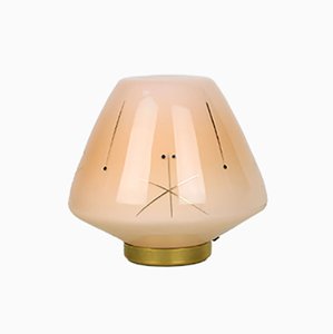 Lampe de Bureau Mid-Century en Verre & Laiton