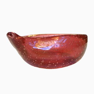 Pink Murano Ashtray with Gold Dust from Seguso, 1950s