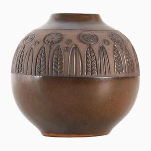 Jarrón escandinavo redondo de cerámica de Göran Andersson para Upsala Ekeby, años 60