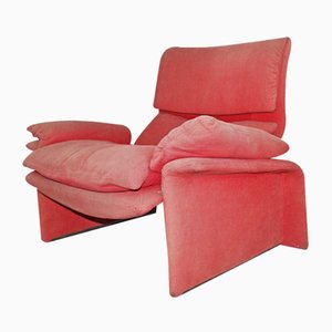 Vintage Italian Red Velvet Armchair by Giovanni Offredi for Saporiti Italia