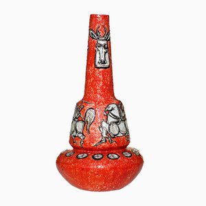 Mid-Century Italian Red Ceramic Vase from Titano San Marino, 1950s