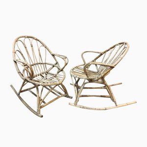 Set of Rattan Rocking Chairs, 1960s