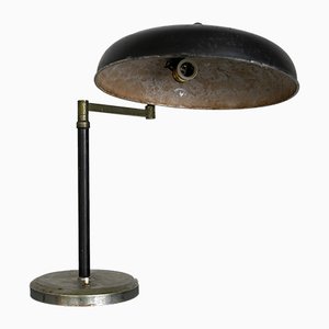 Lampe de Bureau Vintage en Nickel Laqué Noir, Italie, 1940s