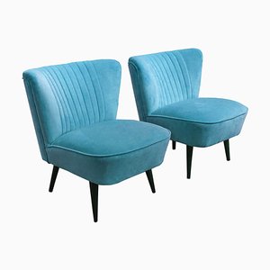 Club chair blu, Ungheria, anni '50, set di 2