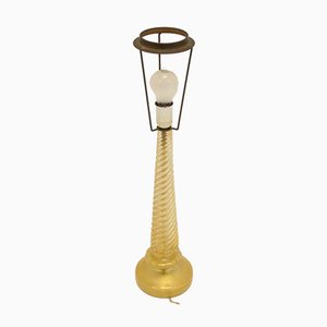 Base de lámpara italiana de cristal de Murano dorado