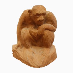 Large Terracotta Sitting Monkey