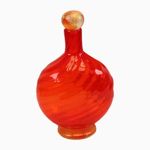 Murano Golden Yellow Orange Bottle with a Golden Stopper