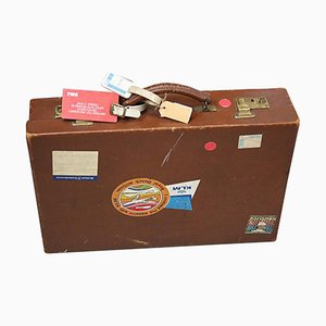 Hard Leather Business Suitcase with KLM Flap Folders