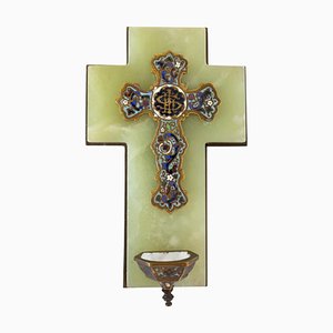 Crucifix Champleve Onyx Napoléon III Antique en Eau-Forte Fontes Antiques, France