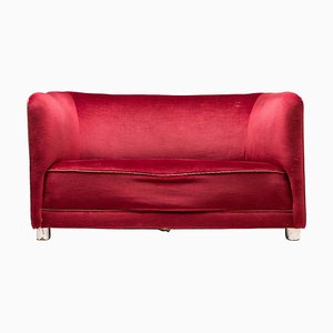 Rotes Samt Sofa von Ole Wanscher, 1930er