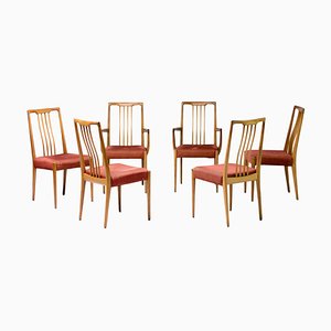 Sculptural Walnut Dining Chairs, Italy, 1950s, Set of 6