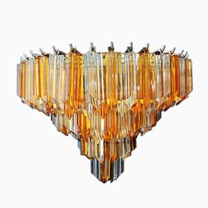 Vintage Clear and Amber Murano Glass Quariedri Sconces, 1970s, Set of 2